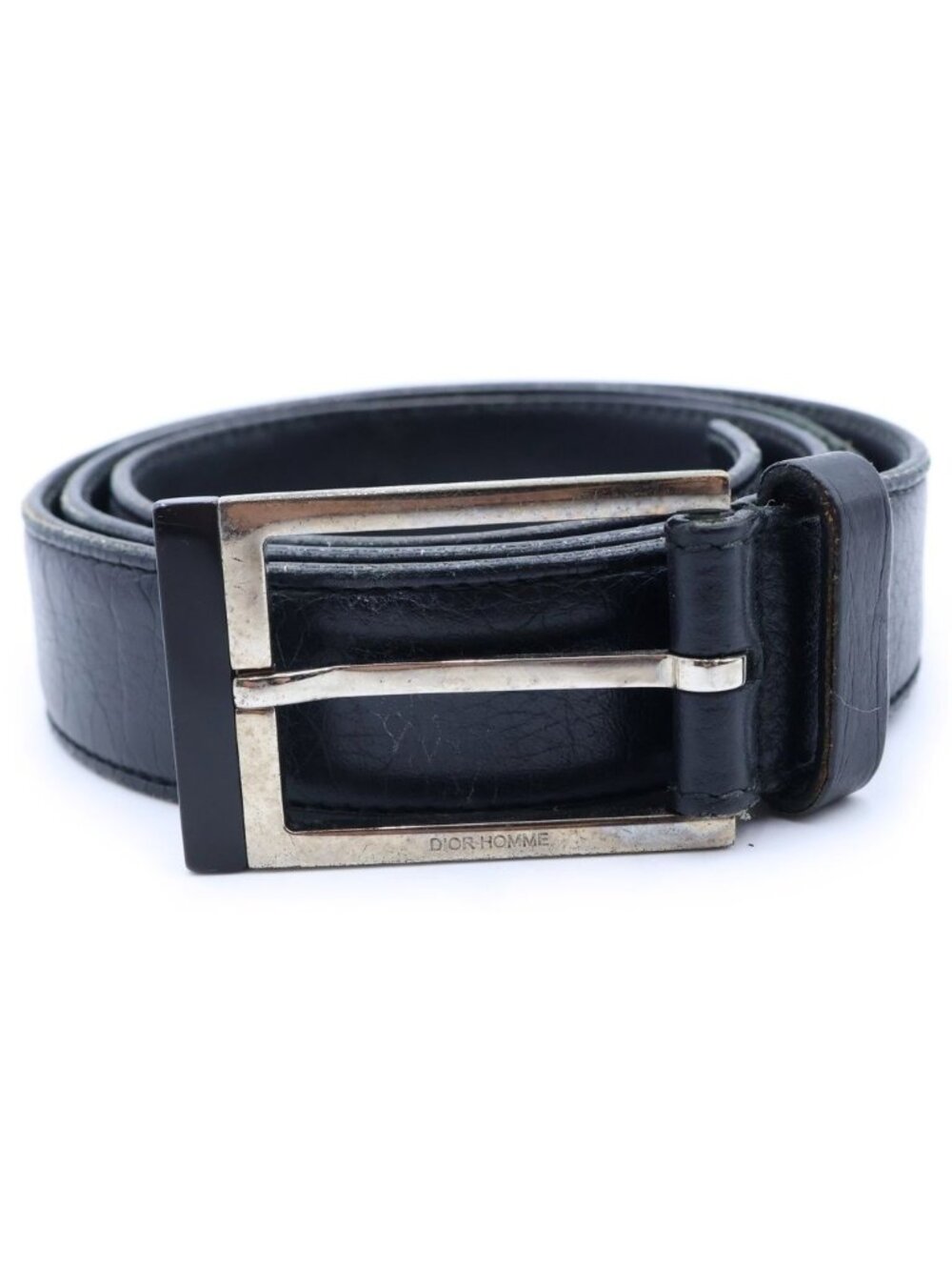 Dior Homme Square Toe Buckle Leather Belt Black